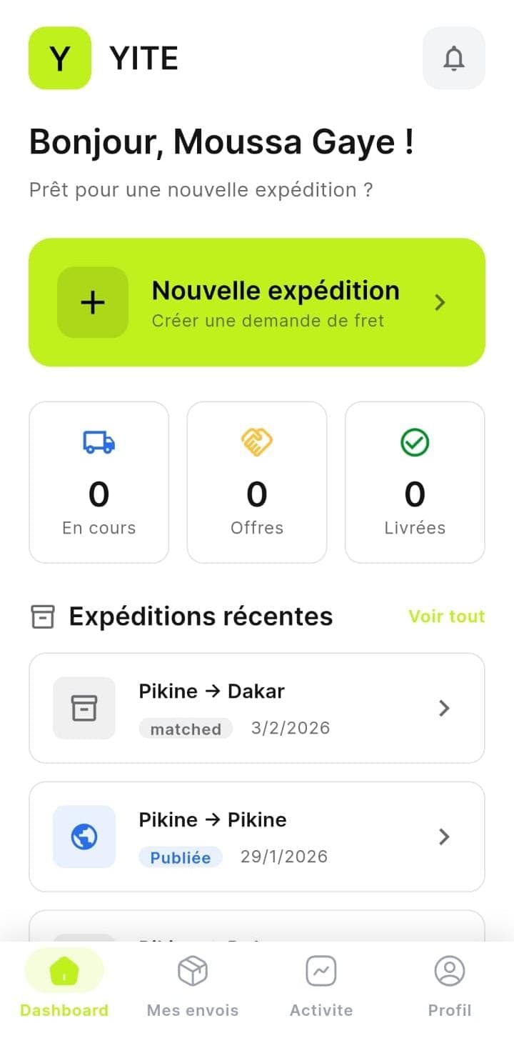 App Expéditeur YITE