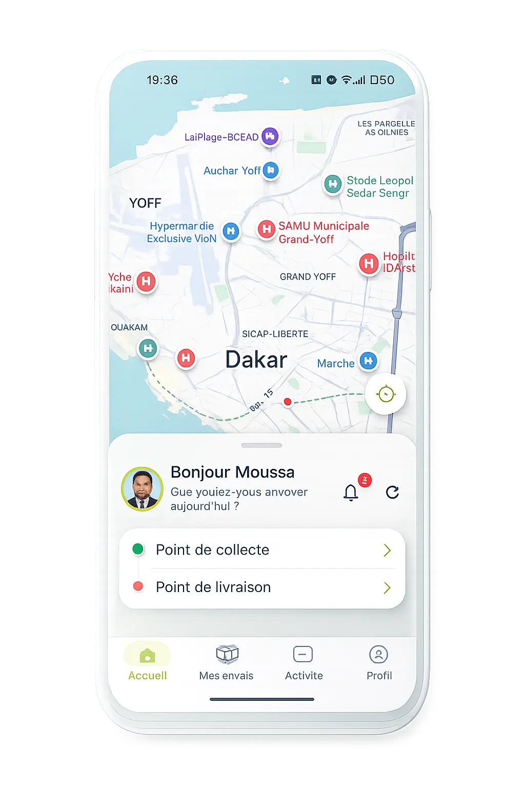 Application mobile YITE — expéditeur